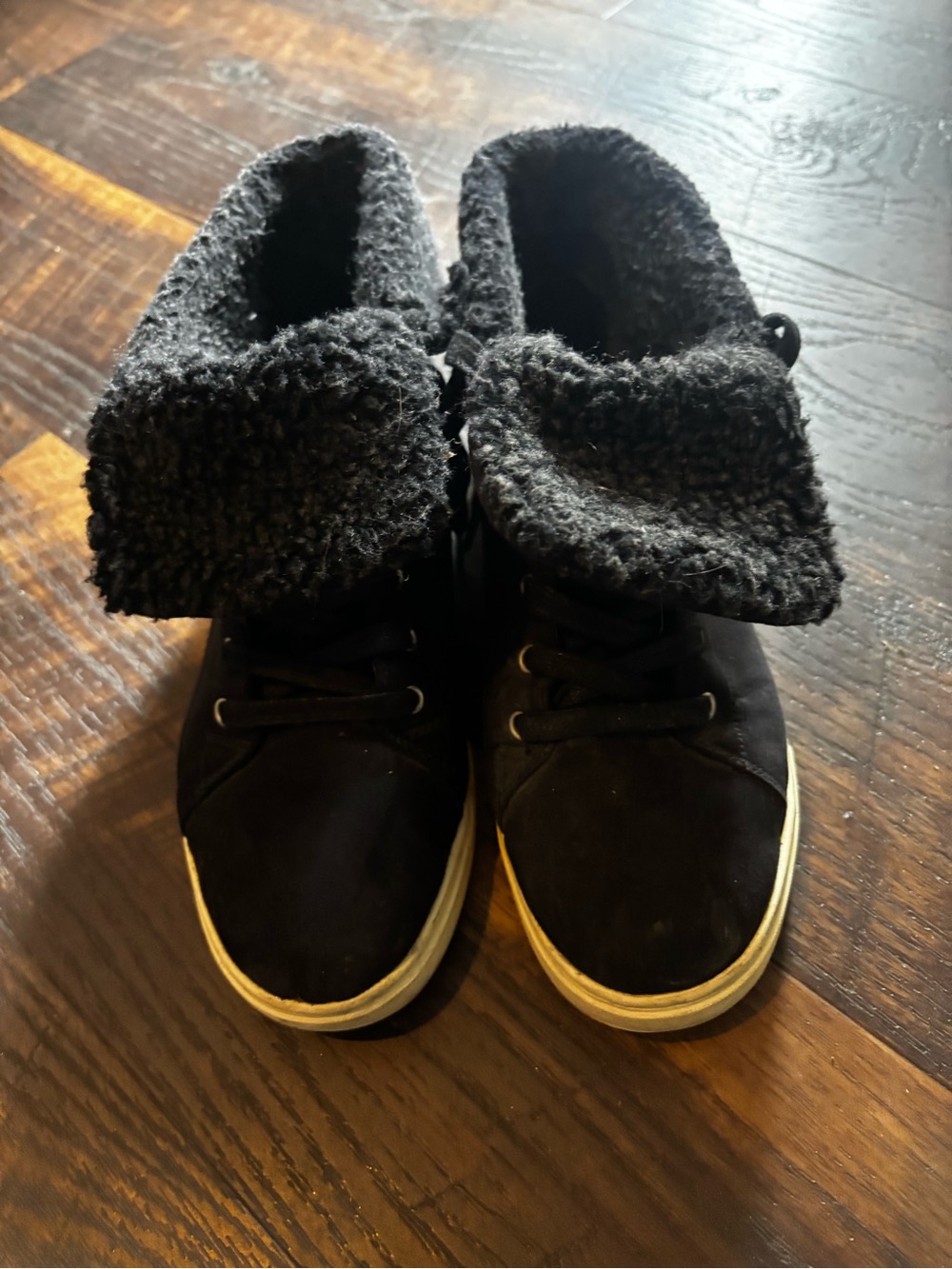 Black Fold-Over Sherpa Lined Sneakers